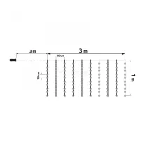   Fényfüggöny - 100 db melegfehér microLED-del - 3 x 1 m - 230V - távirányítós