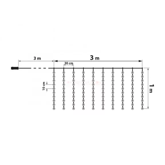 Fényfüggöny - 100 db melegfehér microLED-del - 3 x 1 m - 230V - távirányítós