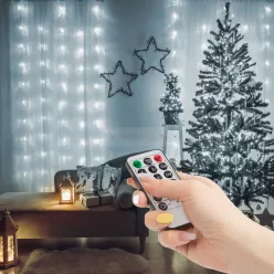   Fényfüggöny - 100 db hidegfehér microLED-del - 3 x 1 m - 230V - távirányítós