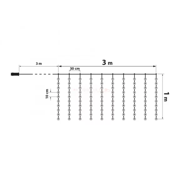 Fényfüggöny - 100 db melegfehér LED-del - 3 x 1 m - 230V - távirányítós