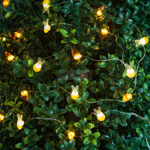 LED fényfüzér - nyuszi és répa - 2 m - 20 LED - 2 x AA