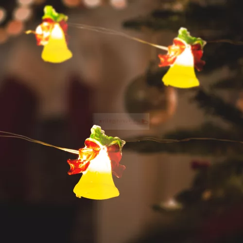 Karácsonyi LED fényfüzér harang 2,2m 2xAA