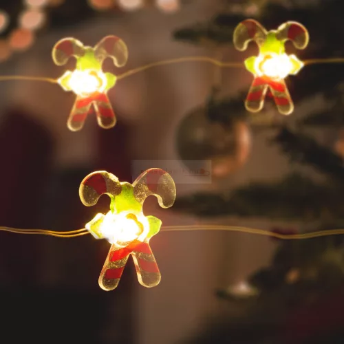 Karácsonyi LED fényfüzér cukorbot 2,2m 2xAA