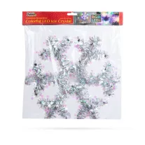   Karácsonyi dekoráció - irizáló, színes LED-es hópehely - 32 cm - elemes