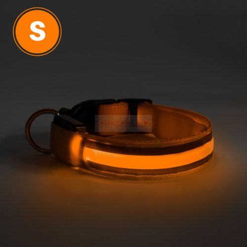 LED-es nyakörv - akkumulátoros - S méret - narancs