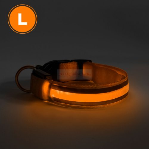 LED-es nyakörv - akkumulátoros - L méret - narancs