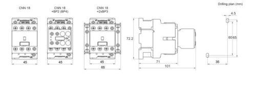 Mágneskapcsoló kontaktor CNN-D1810 18A/7,5kW záró 230V