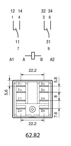 Teljesítményrelé, 2 váltóé, 16A Finder