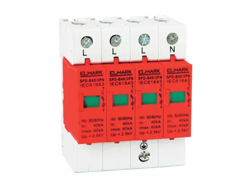 Túlfeszültség levezető 4 pólusú B 40 kA váltó áramú