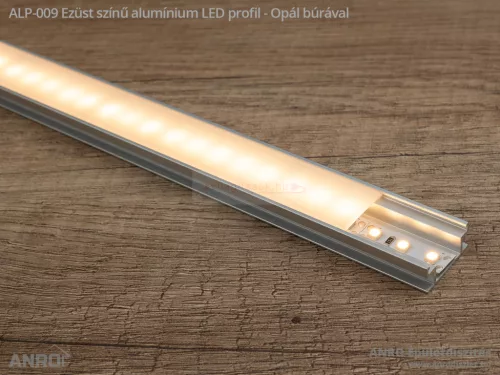 Alumínium profil LED szalaghoz 009 csempébe, burkolatba opál búrával