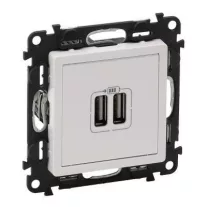   Legrand Valena Life  kettős USB töltőaljzat beépített tápegységgel 5V 1500 mA Fehér (Keret nélkül)