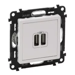   Legrand Valena Life  kettős USB töltőaljzat beépített tápegységgel 5V 1500 mA Fehér (Keret nélkül)