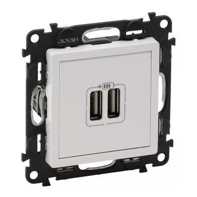 Legrand Valena Life  kettős USB töltőaljzat beépített tápegységgel 5V 1500 mA Fehér (Keret nélkül)