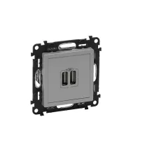   Legrand Valena Life  kettős USB töltőaljzat beépített tápegységgel - 5V - 1500 mA alumínium (Ke.né)