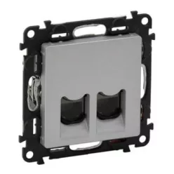   Legrand Valena Life Számítógép csatlakozóaljzat 2xRJ45 Cat. 6A STP alumínium (Keret nélkül)