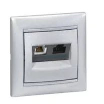 Legrand Valena RJ11 telefon dupla aljzat, alumínium