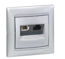 Legrand Valena RJ11 telefon dupla aljzat, alumínium
