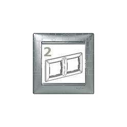   Legrand Valena 2-es keret alumínium négyzetmintás vízszintes