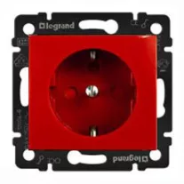 Legrand Valena 2P+F reteszelt dugalj piros betéttel