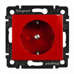 Legrand Valena 2P+F reteszelt dugalj piros betéttel