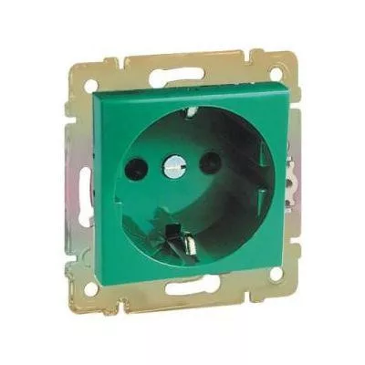 Legrand Valena 2P+F reteszelt dugalj zöld betéttel