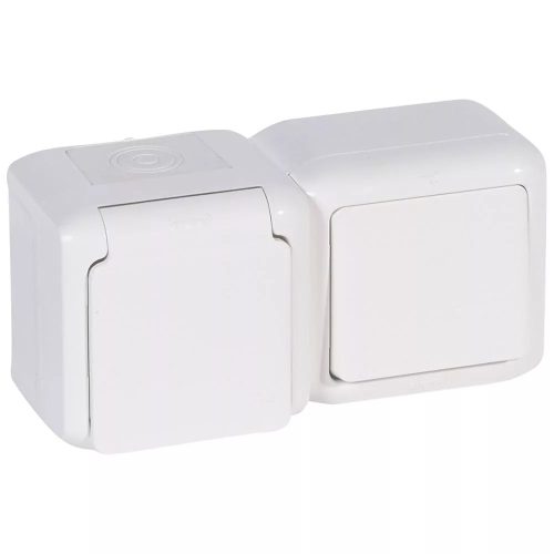 Legrand Forix egypólusú kapcsoló + 2P+F földelt csatlakozóaljzat, gyermekvédelemmel falon kívüli IP44 fehér