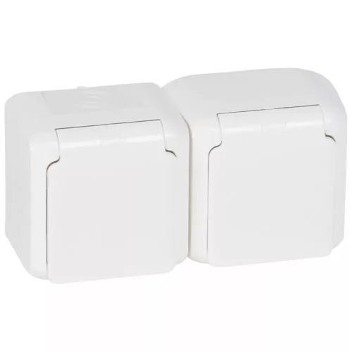 Legrand Forix 2x2P+F földelt csatlakozóaljzat, gyermekvédelemmel falon kívüli IP44 fehér