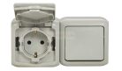 Legrand Forix egypólusú kapcsoló + 2P+F földelt csatlakozóaljzat, gyermekvédelemmel falon kívüli IP44 szürke