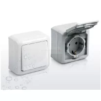   Legrand Forix 2P+F földelt csatlakozóaljzat, gyermekvédelemmel falon kívüli IP44 szürke