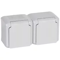   Legrand Forix 2x2P+F földelt csatlakozóaljzat, gyermekvédelemmel falon kívüli IP44 szürke
