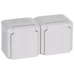   Legrand Forix 2x2P+F földelt csatlakozóaljzat, gyermekvédelemmel falon kívüli IP44 szürke