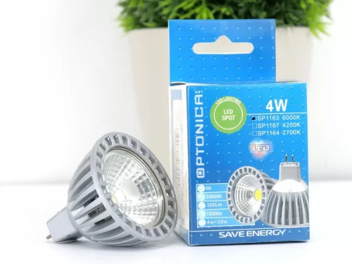 LED lámpa Gu5.3 MR16 COB 4W 60°hideg fehér