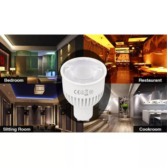 LED lámpa GU10 6W RGB+változtatható színhőmérsékletű - távirányítható