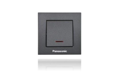 Panasonic Karre Plus nyomó kapcsoló jelzőfényes fekete (keret nélkül)