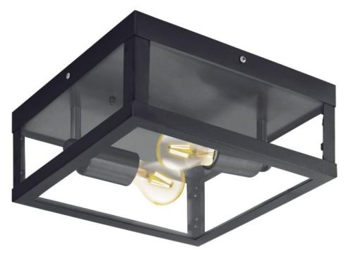 ALAMONTE kültéri fali/mennyezeti lámpatest  E27 2x60W IP44 fekete/üveg