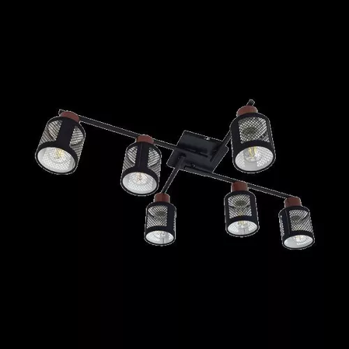 DELIA CEILING 6 égős mennyezeti lámpa fekete /  vörös borostyán