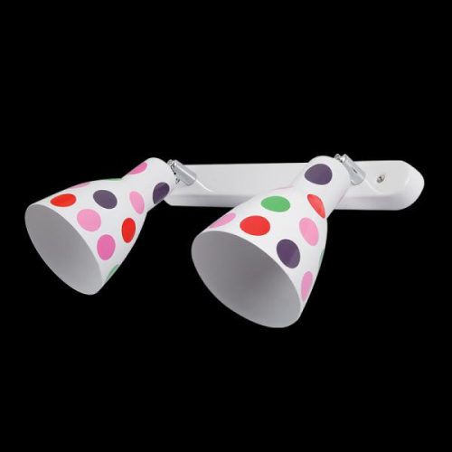 DOTS spot lámpatest fehér, színes pöttyökkel 2XE27