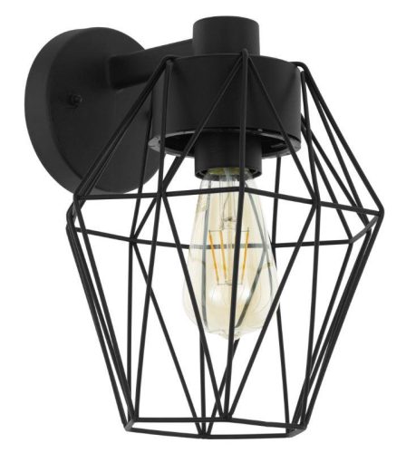 CANOVE kültéri fali lámpatest E27 1x60W IP44 fekete/ áttetsző