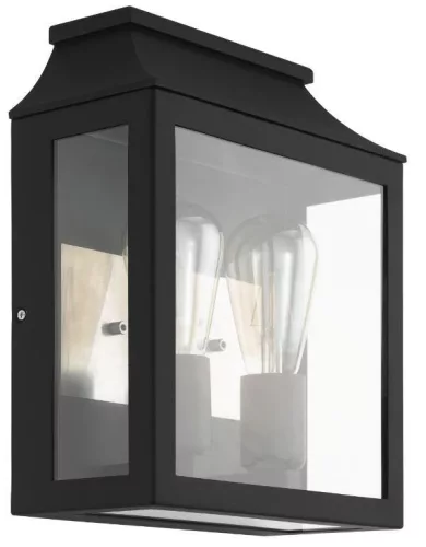 SONCINO kültéri fali lámpatest E27  2x60W fekete/áttetsző