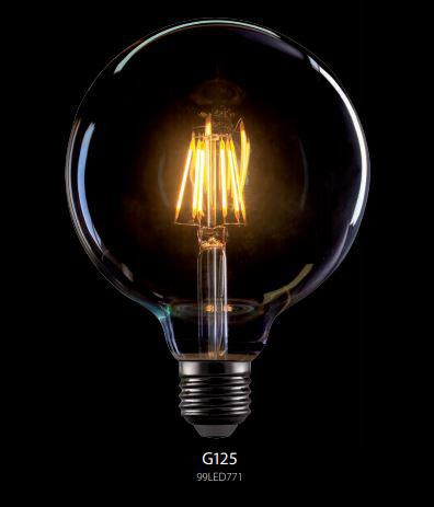 LED lámpa vintage G125 E27 dimmelhető (8Watt/360°) izzószálas, Retro, extra meleg fehér