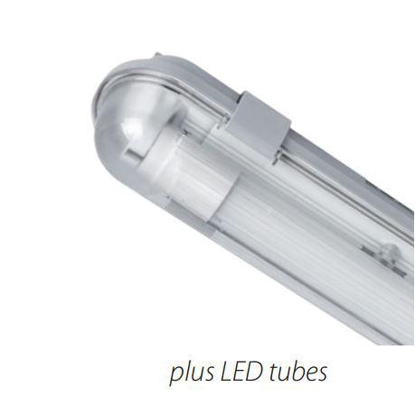 Led fénycsővel szerelt por és páramentes lámpatest 1x9W hideg fehér