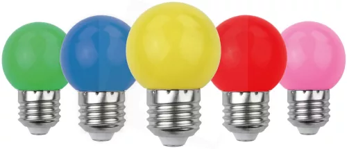 Avide Dekor LED fényforrás G45 1W E27 B5 (Zöld/Kék/Sárga/Piros/Rózsaszín)