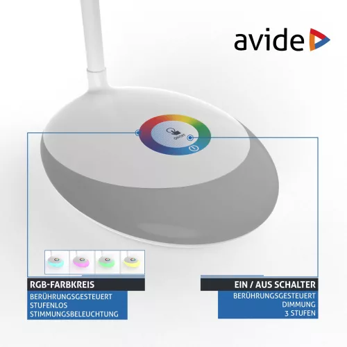 Avide LED Asztali Lámpa Ben RGB Fehér 4W