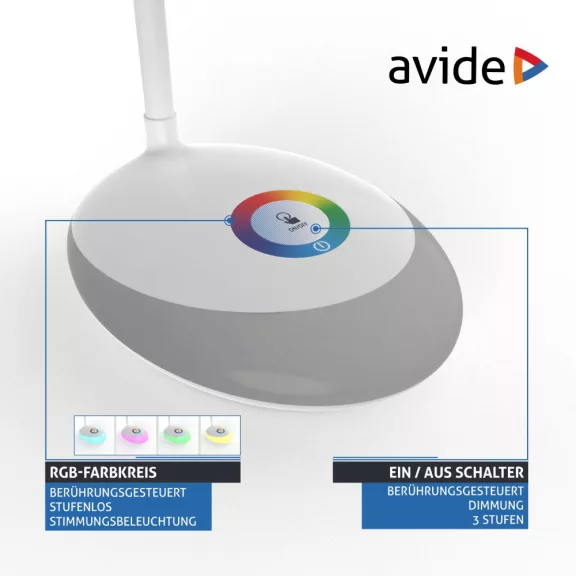 Avide LED Asztali Lámpa Ben RGB Fehér 4W