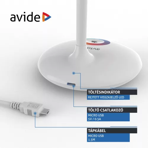 Avide LED Asztali Lámpa Ben RGB Fehér 4W