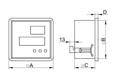 Digitális váltakozó áramú ampermérő áramváltós méréshez 72×72mm, 5A AC