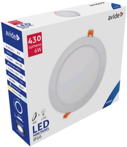 Avide LED Beépíthető Kerek Mennyezeti Lámpa ALU 6W CW 6400K