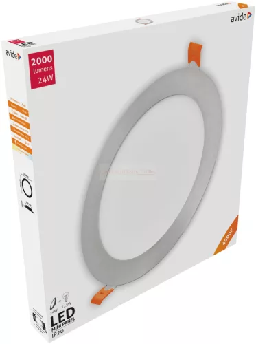 Avide LED Beépíthető Kerek Mennyezeti Lámpa ALU 24W NW 4000K szatén nikkel