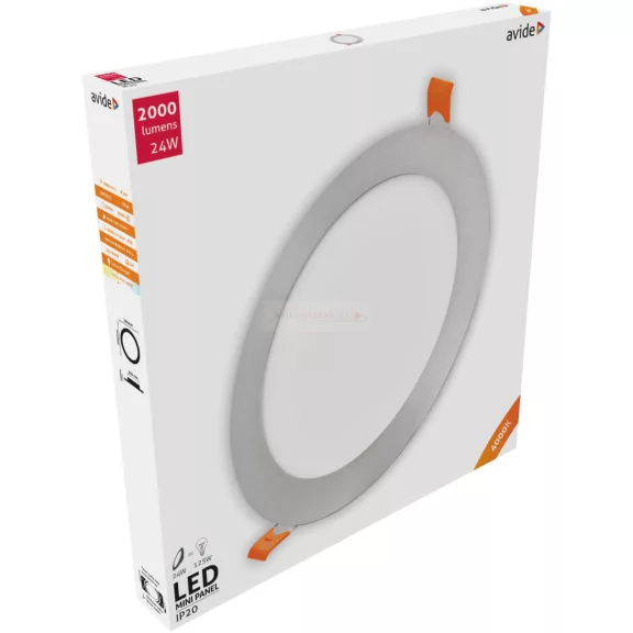 Avide LED Beépíthető Kerek Mennyezeti Lámpa ALU 24W NW 4000K szatén nikkel