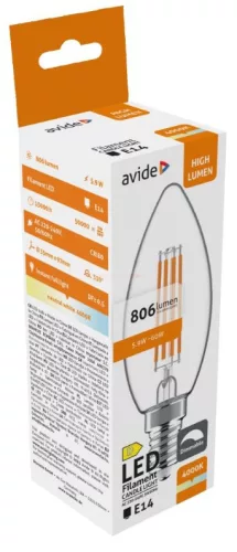 E14 dimmelhető LED izzó Retro filament (5,9W/330°) Gyertya - 4000K